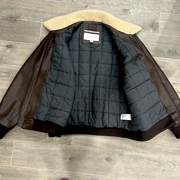 Calvin Klein Genuine Leather Bomber Jacket - Picture 4 of 5
